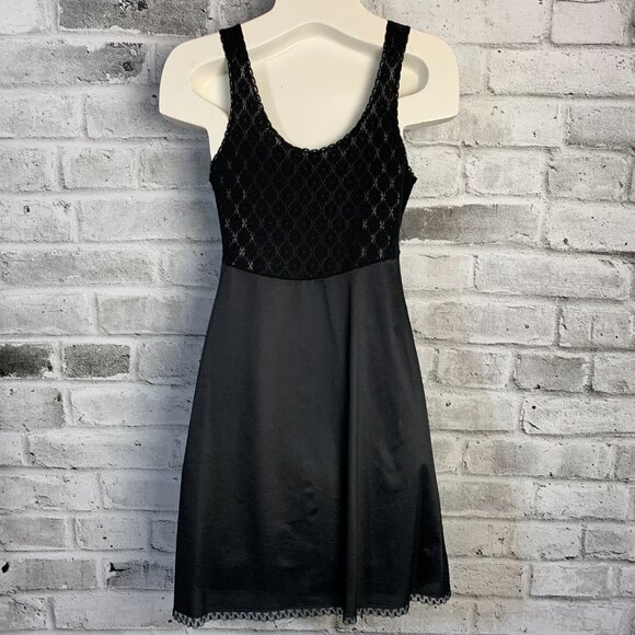 Vintage 90s Slip Dress Small Black Babydoll Short Lingerie Nightgown - Picture 7 of 16